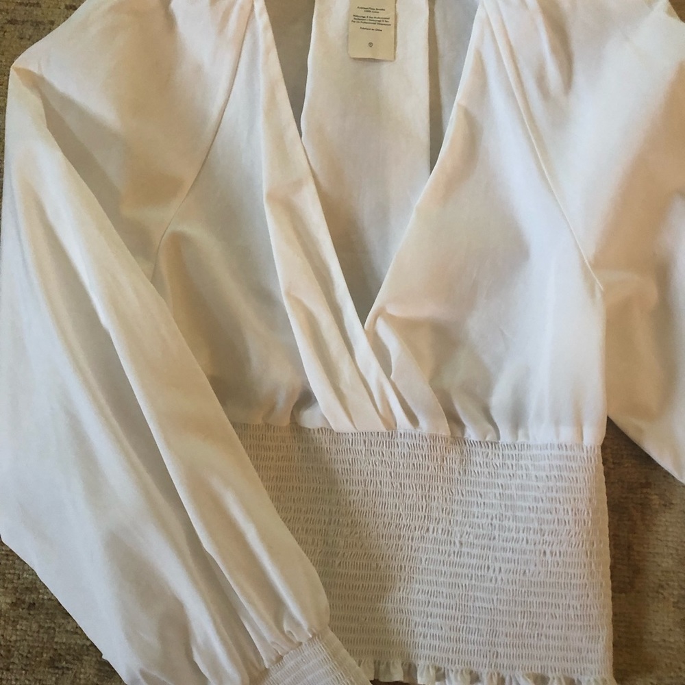 Diane Von Furstenberg plunging smock top in white